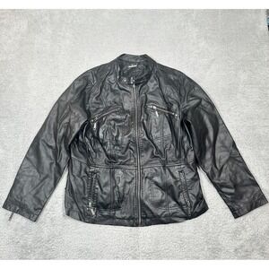 JouJou Faux Leather‎ Jacket  Women's Size 1X Small Moto Black Y2K Biker Bohemian